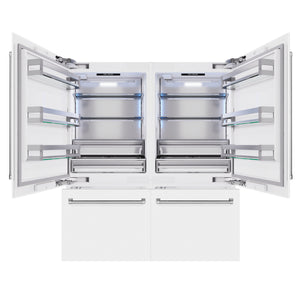 ZLINE 72" 39.6 cu. ft. French Door Built-In Bottom Freezer Refrigerator with Water Dispensers and Ice Makers in White Matte, RBIT-WM-72