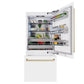 ZLINE Autograph 36" 19.8 cu. ft. Built-In Bottom Freezer Refrigerator with Water Dispenser and Ice Maker in White Matte and Champagne Bronze Accents, RBITZ-WM-36-CB