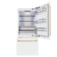 ZLINE Autograph 36" 19.8 cu. ft. Built-In Bottom Freezer Refrigerator with Water Dispenser and Ice Maker in White Matte and Champagne Bronze Accents, RBITZ-WM-36-CB