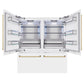 ZLINE Autograph 72" 39.6 cu. ft. French Door Built-In Bottom Freezer Refrigerator with Water Dispensers and Ice Makers in White Matte and Polished Gold Accents, RBITZ-WM-72-G
