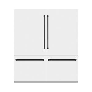 ZLINE Autograph 72" 39.6 cu. ft. French Door Built-In Bottom Freezer Refrigerator with Water Dispensers and Ice Makers in White Matte and Matte Black Accents, RBITZ-WM-72-MB