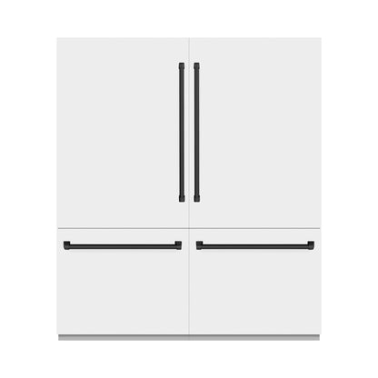 ZLINE Autograph 72" 39.6 cu. ft. French Door Built-In Bottom Freezer Refrigerator with Water Dispensers and Ice Makers in White Matte and Matte Black Accents, RBITZ-WM-72-MB