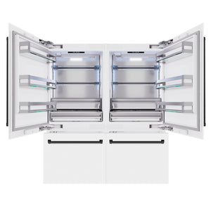 ZLINE Autograph 72" 39.6 cu. ft. French Door Built-In Bottom Freezer Refrigerator with Water Dispensers and Ice Makers in White Matte and Matte Black Accents, RBITZ-WM-72-MB