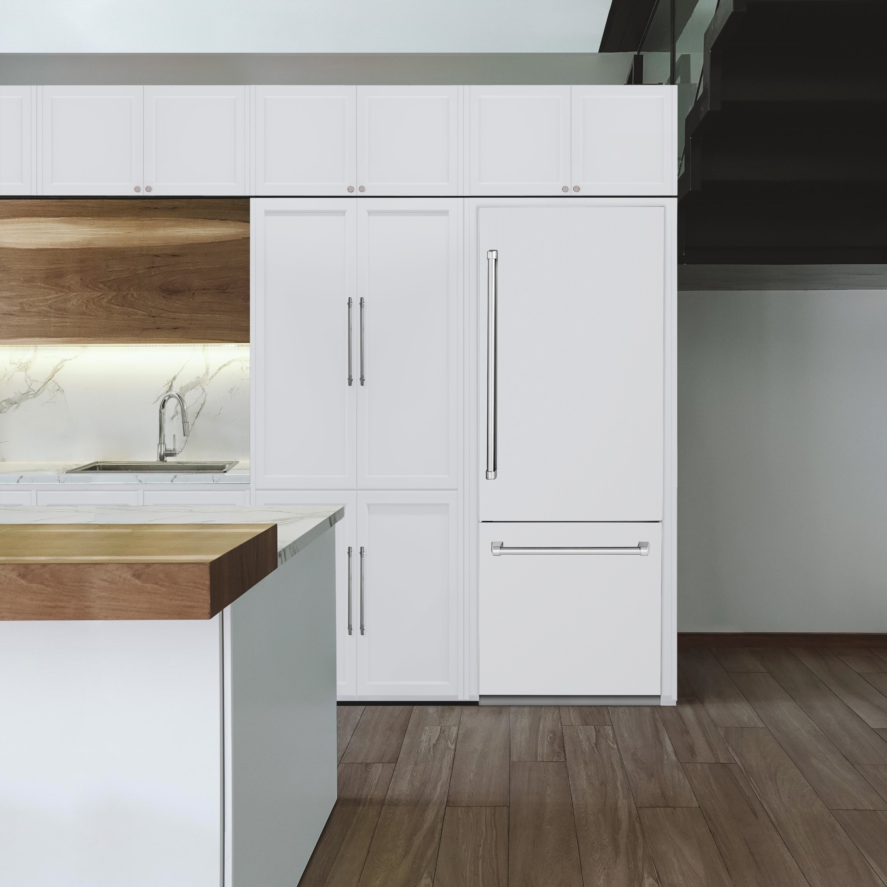 ZLINE 30 In. Built-In White Matte Refrigerator | Water Dispenser