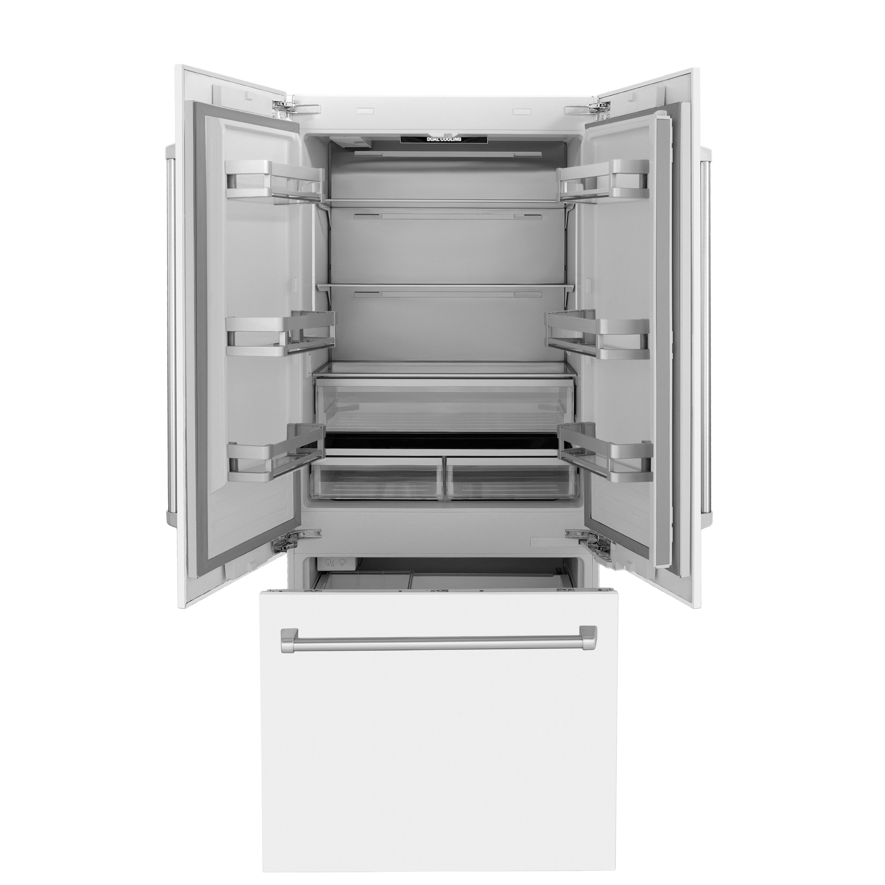 ZLINE 36 In. Built-In Refrigerator in White Matte | Water
