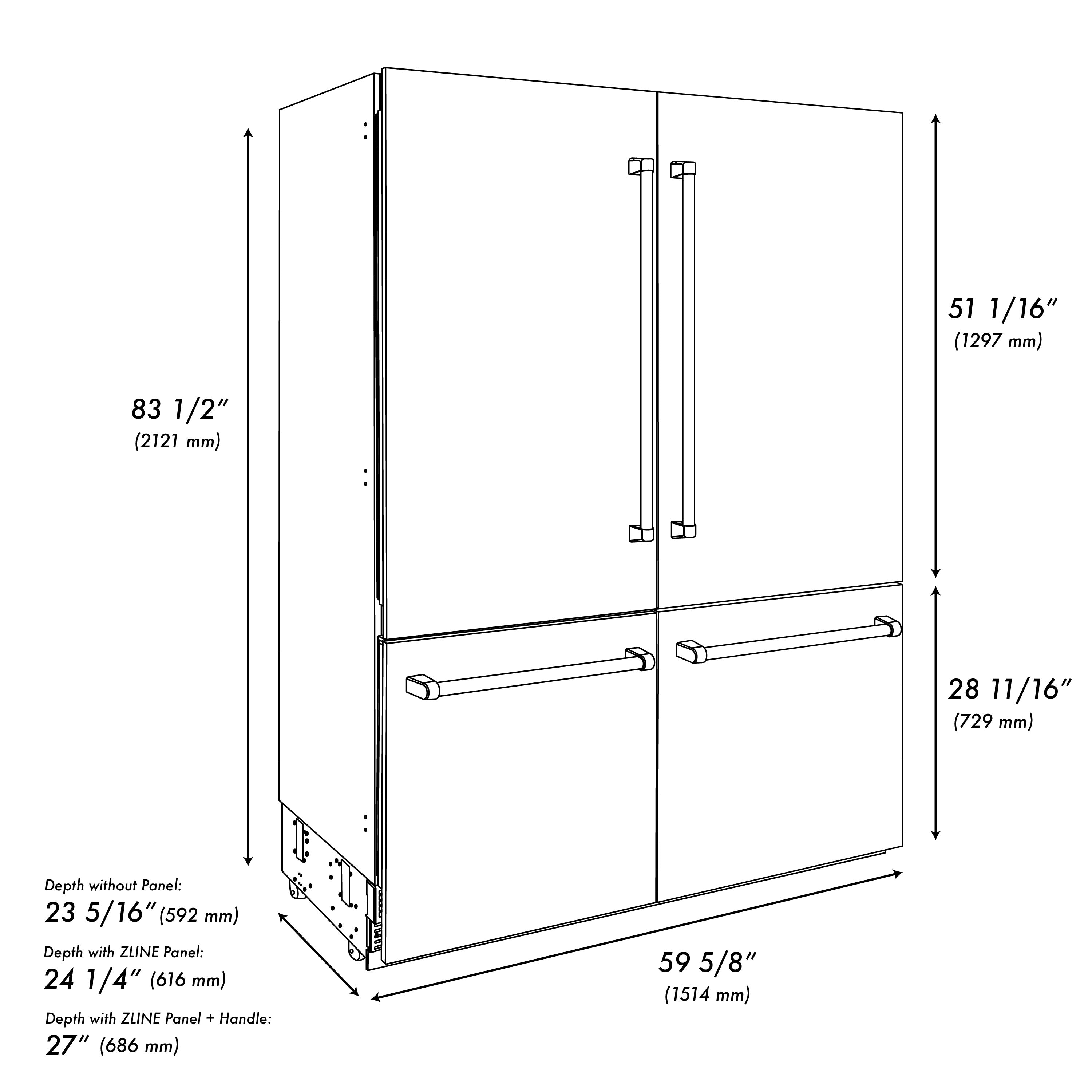 ZLINE 60 In. Built-In Refrigerator in White Matte | Water