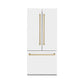 ZLINE 36 In. 19.6 cu. ft. Built-In French Door Refrigerator with Internal Water and Ice Dispenser in White Matte with Bronze Accents, RBIVZ-WM-36-CB