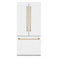 ZLINE 36 In. 19.6 cu. ft. Built-In French Door Refrigerator with Internal Water and Ice Dispenser in White Matte with Gold Accents, RBIVZ-WM-36-G