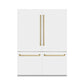ZLINE 60 In. 32.2 cu. ft. Built-In Refrigerator with Internal Water and Ice Dispenser in White Matte with Champagne Bronze Accents, RBIVZ-WM-60-CB
