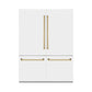 ZLINE 60 In. 32.2 cu. ft. Built-In Refrigerator with Internal Water and Ice Dispenser in White Matte with Gold Accents, RBIVZ-WM-60-G