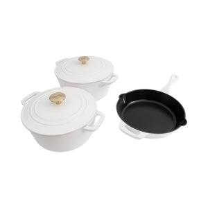 ZLINE 5-Piece Enameled Cast Iron Cookware Set in White Matte, CWSETS-WM-5