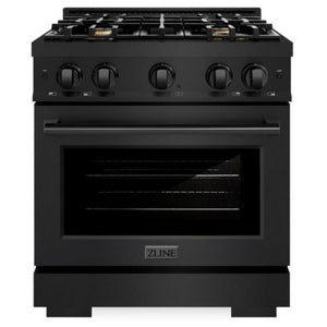 ZLINE 30" 4.2 cu. ft. Select Dual Fuel Range withs in Black Stainless Steel with 4 Brass Burners, HDRB-BR-30