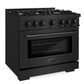 ZLINE 36" 5.2 cu. ft. Select Dual Fuel Range withs in Black Stainless Steel with 6 Brass Burners, HDRB-BR-36