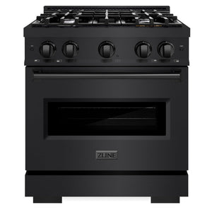 ZLINE 30" 4.2 cu. ft. Classic Dual Fuel Range with 4 Burners in Black Stainless Steel, CDRB-30