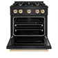 ZLINE Autograph 30" 4.2 cu. ft. Classic Dual Fuel Range with 4 Burners in Black Stainless Steel with Polished Gold Accents, CDRBZ-30-G