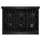 ZLINE Autograph 36" 5.2 cu. ft. Classic Dual Fuel Range with 6 Burners in Black Stainless Steel with Champagne Bronze Accents, CDRBZ-36-CB
