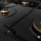 ZLINE Autograph Edition 48 Inch Porcelain Rangetop with 7 Gas Burners in Black Stainless Steel and Gold Accents, RTBZ-48-G