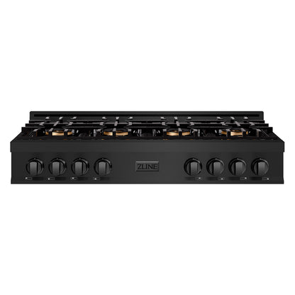 ZLINE 48" Classic Gas Rangetop with 8 Burner DuoPro™ Cooktop in Black Stainless Steel, PCRTB-48