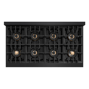 ZLINE 48" Classic Gas Rangetop with 8 Burner DuoPro™ Cooktop in Black Stainless Steel, PCRTB-48