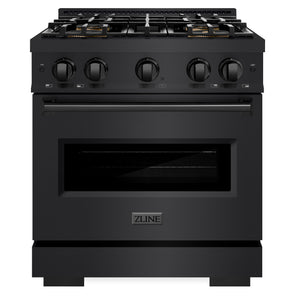 ZLINE 30" 4.2 cu. ft. Classic Dual Fuel Range with 4 Burner DuoPro™ Cooktop and Convection Oven in Black Stainless Steel, PCDRB-30