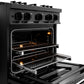 ZLINE 30" 4.2 cu. ft. Classic Dual Fuel Range with 4 Burner DuoPro™ Cooktop and Convection Oven in Black Stainless Steel, PCDRB-30