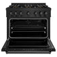 ZLINE 36" 5.2 cu. ft. Classic Dual Fuel Range with 6 Burner DuoPro™ Cooktop and Convection Oven in Black Stainless Steel, PCDRB-36