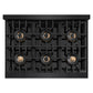 ZLINE 36" 5.2 cu. ft. Classic Dual Fuel Range with 6 Burner DuoPro™ Cooktop and Convection Oven in Black Stainless Steel, PCDRB-36