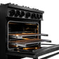 ZLINE 36" 5.2 cu. ft. Classic Dual Fuel Range with 6 Burner DuoPro™ Cooktop and Convection Oven in Black Stainless Steel, PCDRB-36
