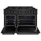 ZLINE 48" 6.7 cu. ft. Classic Dual Fuel Range with 8 Burner DuoPro™ Cooktop and Dual Ovens in Black Stainless Steel, PCDRB-48