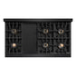 ZLINE Autograph 48" 6.7 cu. ft. Classic Dual Fuel Range with 8 Burner DuoPro™ Cooktop and Dual Ovens in Black and Champagne Bronze Accents, PCDRBZ-48-CB