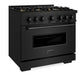 ZLINE 36" 5.2 cu. ft. Classic Gas Range with 6 Burner DuoPro™ Cooktop in Black Stainless Steel, PCGRB-36