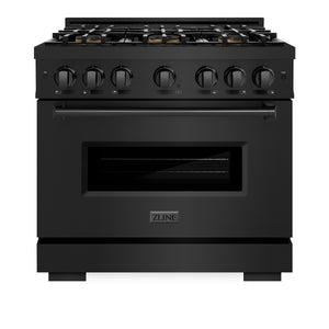 ZLINE 36" 5.2 cu. ft. Classic Gas Range with 6 Burner DuoPro™ Cooktop in Black Stainless Steel, PCGRB-36