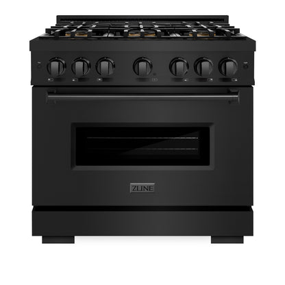 ZLINE 36" 5.2 cu. ft. Classic Gas Range with 6 Burner DuoPro™ Cooktop in Black Stainless Steel, PCGRB-36