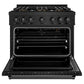 ZLINE 36" 5.2 cu. ft. Classic Gas Range with 6 Burner DuoPro™ Cooktop in Black Stainless Steel, PCGRB-36