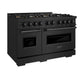 ZLINE 48" 6.7 cu. ft. Classic Gas Range with 8 Burner DuoPro™ Cooktop and Dual Ovens in Black Stainless Steel, PCGRB-48