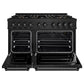ZLINE 48" 6.7 cu. ft. Classic Gas Range with 8 Burner DuoPro™ Cooktop and Dual Ovens in Black Stainless Steel, PCGRB-48