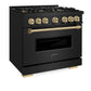 ZLINE Autograph 36" Classic Gas Range with 6 DuoPro™ Burners in Black Stainless Steel and Bronze Accents, PCGRBZ-36-CB