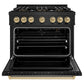 ZLINE Autograph 36" Classic Gas Range with 6 DuoPro™ Burners in Black Stainless Steel and Bronze Accents, PCGRBZ-36-CB