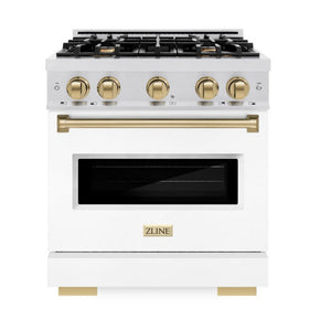 ZLINE Autograph 48" 6.7 cu. ft. Classic Double Oven Dual Fuel Range with 8 Burners in DuraSnow® Stainless Steel with Black Matte Doors and Champagne Bronze Accents, CDRSZ-BLM-48-CB