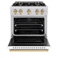 ZLINE Autograph 30" 4.2 cu. ft. Classic Dual Fuel Range with 4 Burners in DuraSnow® Stainless Steel with White Matte Door and Champagne Bronze Accents, CDRSZ-WM-30-CB