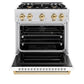ZLINE Autograph 30" 4.2 cu. ft. Classic Dual Fuel Range with 4 Burners in DuraSnow® Stainless Steel with White Matte Door and Polished Gold Accents, CDRSZ-WM-30-G