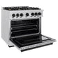 ZLINE Autograph 36" 5.2 cu. ft. Classic Dual Fuel Range with 6 Burners in DuraSnow® Stainless Steel with Matte Black Accents, CDRSZ-36-MB