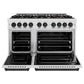 ZLINE Autograph 48" 6.7 cu. ft. Classic Double Oven Dual Fuel Range with 8 Burners in DuraSnow® Stainless Steel and Matte Black Accents, CDRSZ-48-MB