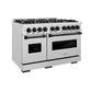 ZLINE Autograph 48" 6.7 cu. ft. Classic Double Oven Dual Fuel Range with 8 Burners in DuraSnow® Stainless Steel and Matte Black Accents, CDRSZ-48-MB