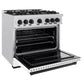 ZLINE Autograph 36" 5.2 cu. ft. Classic Dual Fuel Range with 6 Burners in DuraSnow® Stainless Steel with White Matte Door and Matte Black Accents, CDRSZ-WM-36-MB