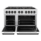 ZLINE Autograph 48" 6.7 cu. ft. Classic Double Oven Dual Fuel Range with 8 Burners in DuraSnow® Stainless Steel with White Matte Doors and Matte Black Accents, CDRSZ-WM-48-MB
