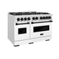 ZLINE Autograph 48" 6.7 cu. ft. Classic Double Oven Dual Fuel Range with 8 Burners in DuraSnow® Stainless Steel with White Matte Doors and Matte Black Accents, CDRSZ-WM-48-MB