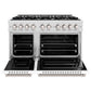 ZLINE 48" 6.7 cu. ft. Classic Double Oven Dual Fuel Range with 8 Burners in DuraSnow® Stainless Steel with White Matte Doors, CDRS-WM-48