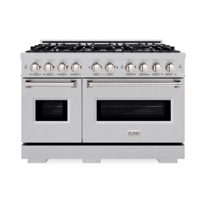 ZLINE 48" 6.7 cu. ft. Classic Double Oven Gas Range with 8 Burners in DuraSnow® Stainless Steel, CGRS-48