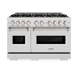 ZLINE 48" 6.7 cu. ft. Classic Double Oven Gas Range in DuraSnow® Stainless Steel with 8 Brass Burners, CGRS-BR-48